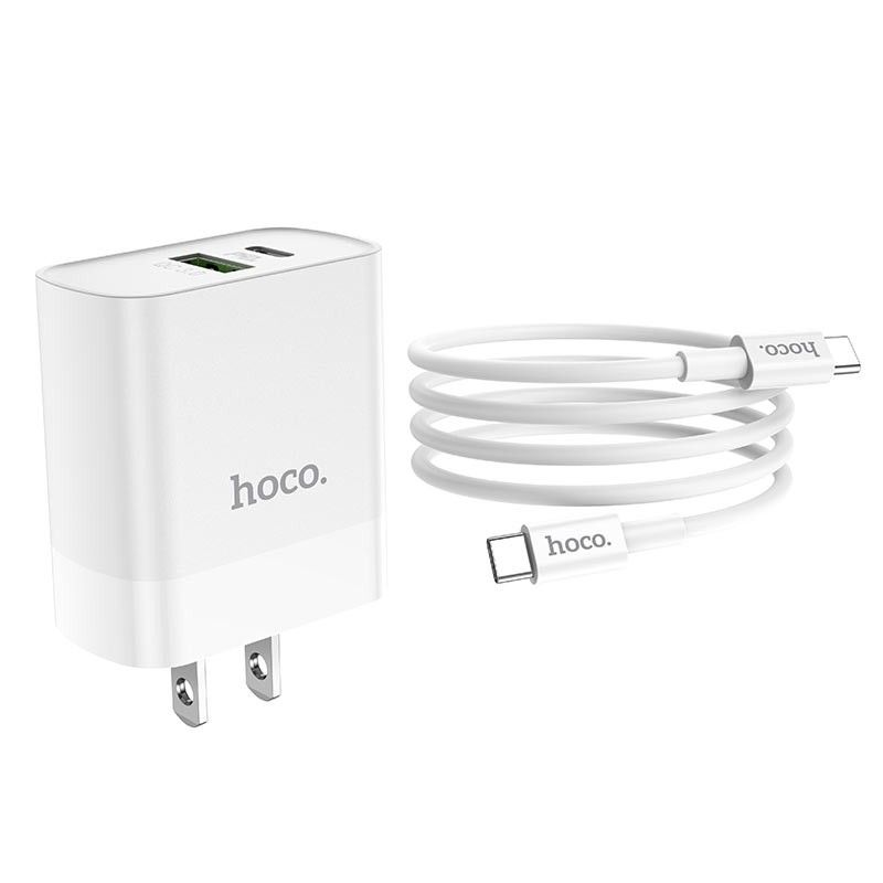 Bộ sạc Hoco C80 chính hãng dành cho iPhone , 2 cổng sạc USB và Type-C (PD 20W), chuẩn PD3.0, sạc nhanh 3A