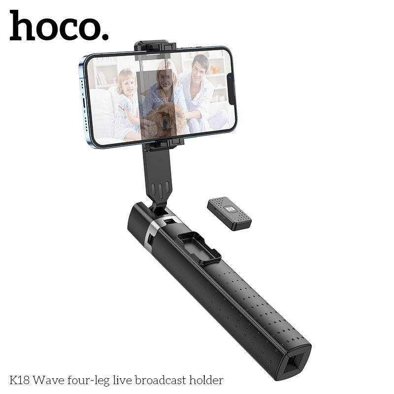 Giá đỡ livestream tích hợp tripod cho điện thoại 4 chân K18 Wave, kết nối Bluetooth 4.0