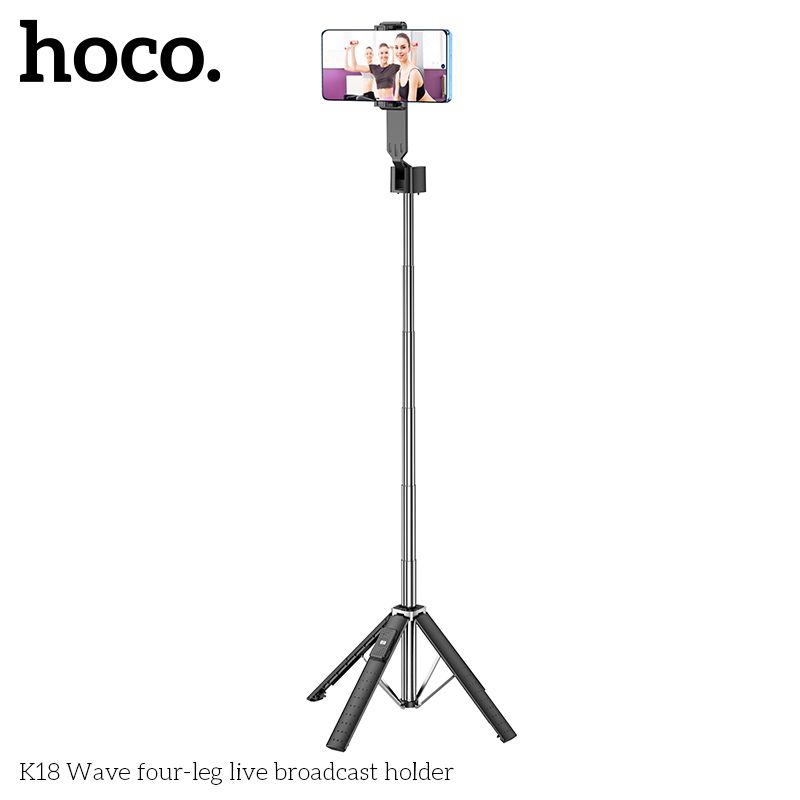 Giá đỡ livestream tích hợp tripod cho điện thoại 4 chân K18 Wave, kết nối Bluetooth 4.0