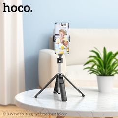 Giá đỡ livestream tích hợp tripod cho điện thoại 4 chân K18 Wave, kết nối Bluetooth 4.0