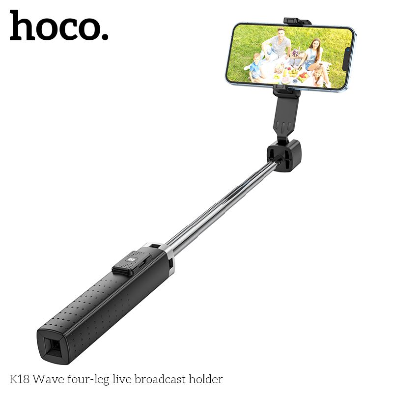 Giá đỡ livestream tích hợp tripod cho điện thoại 4 chân K18 Wave, kết nối Bluetooth 4.0