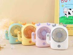 Quạt mini hình gấu Cute, tích hợp LED, tích hợp pin sạc