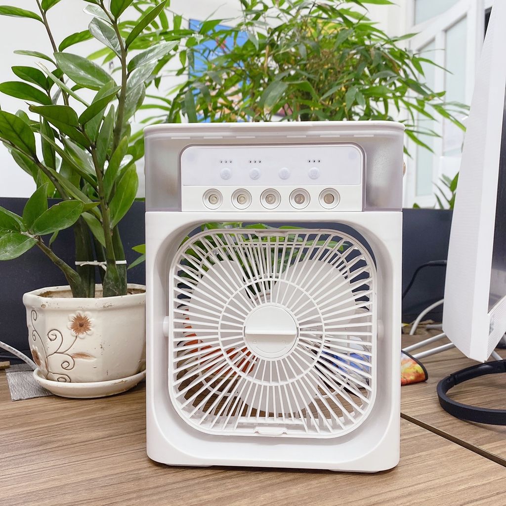 Quạt điều hòa hơi nước để bàn Air Cooler Fan đa năng có đèn LED, có khay chứa đá