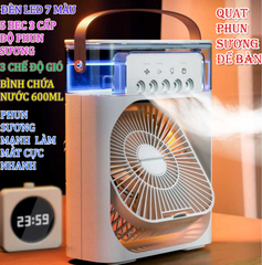 Quạt điều hòa hơi nước để bàn Air Cooler Fan đa năng có đèn LED, có khay chứa đá