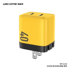 Củ Sạc Nhanh 40W WEKOME GaN WP-U128, Chân Chuẩn EU, Hỗ Trợ Sạc Nhanh PD 20W Cho 2 Thiết Bị Cùng Lúc