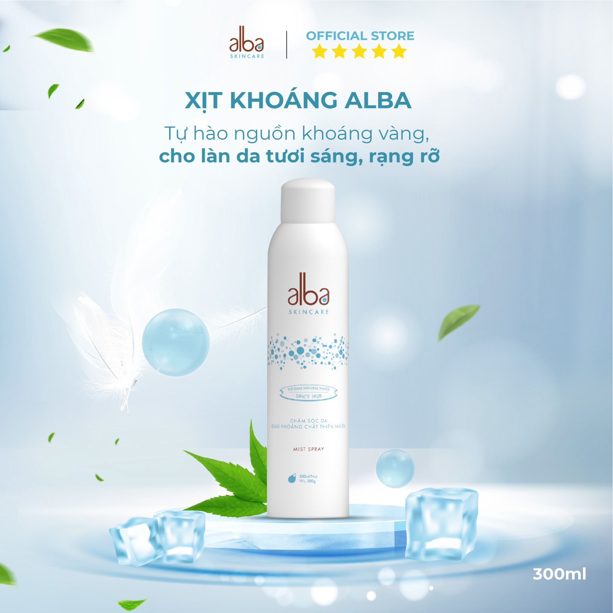 Xịt khoáng Alba Skin Care chống lão hóa dưỡng ẩm 300ml