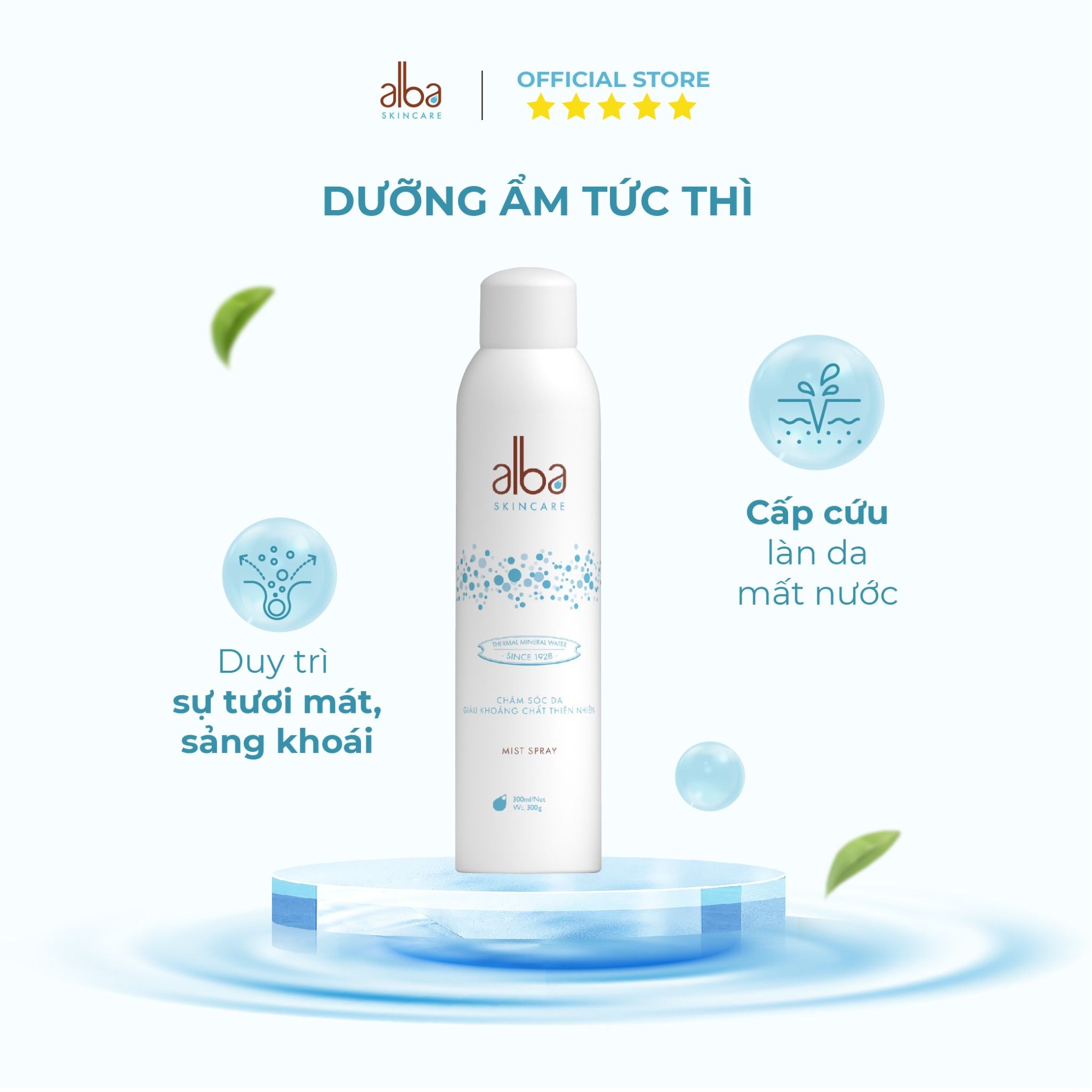 Xịt khoáng Alba Skin Care chống lão hóa dưỡng ẩm 300ml