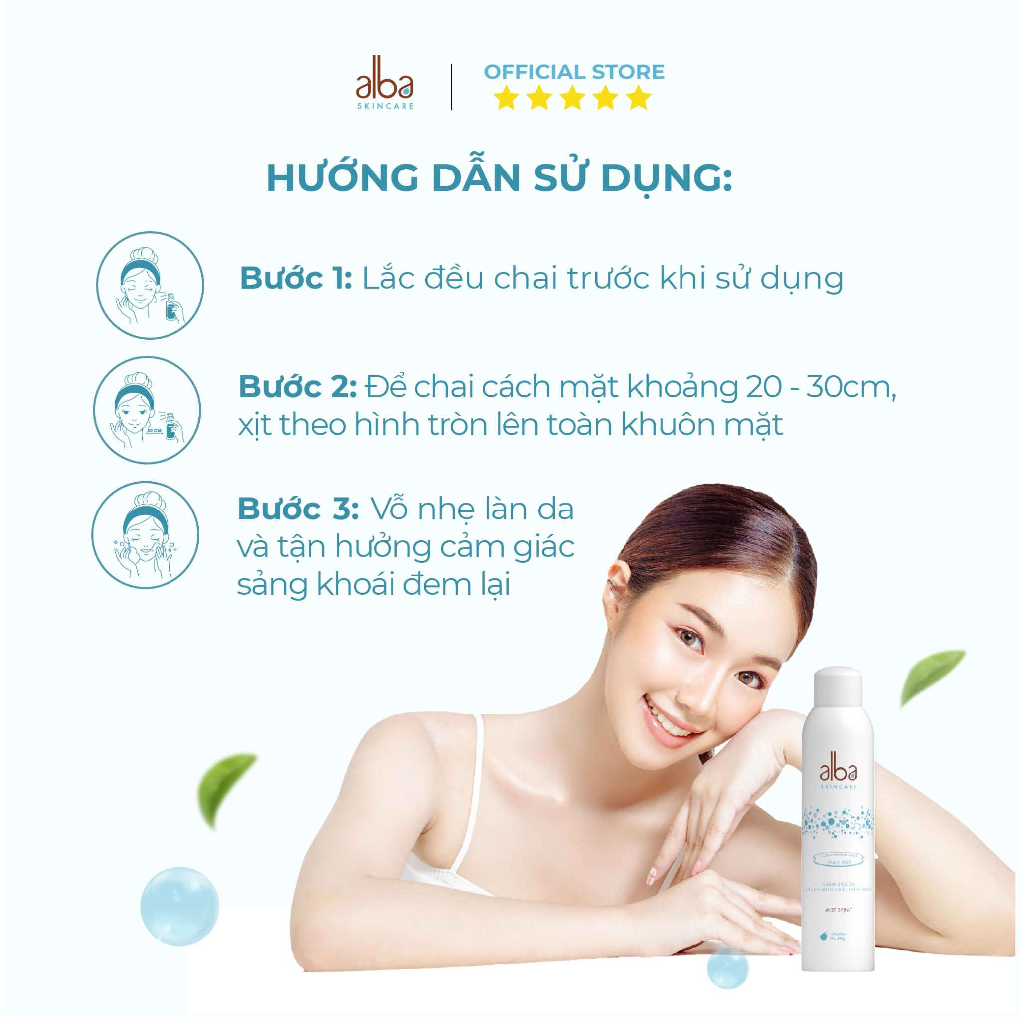 Xịt khoáng Alba Skin Care chống lão hóa dưỡng ẩm 300ml