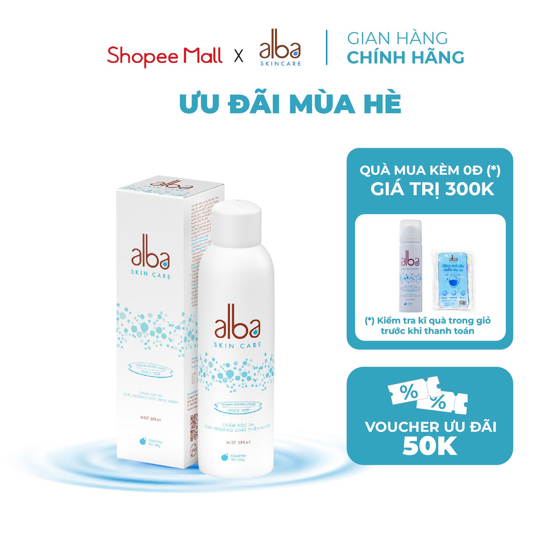 Xịt khoáng Alba Skin Care chống lão hóa dưỡng ẩm - 150ml