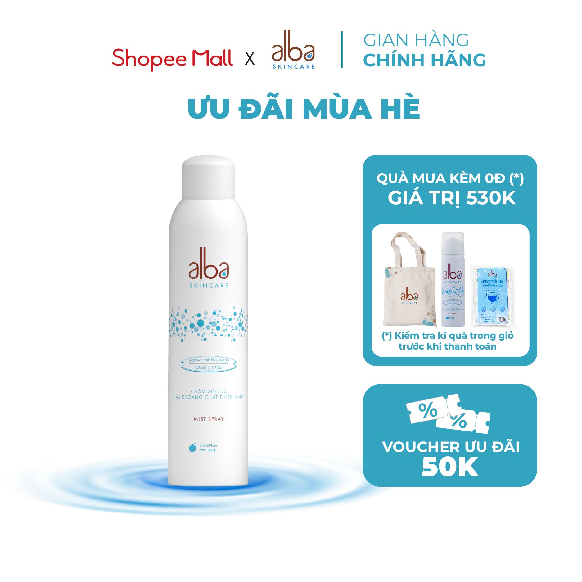 Xịt khoáng Alba Skin Care chống lão hóa dưỡng ẩm 300ml