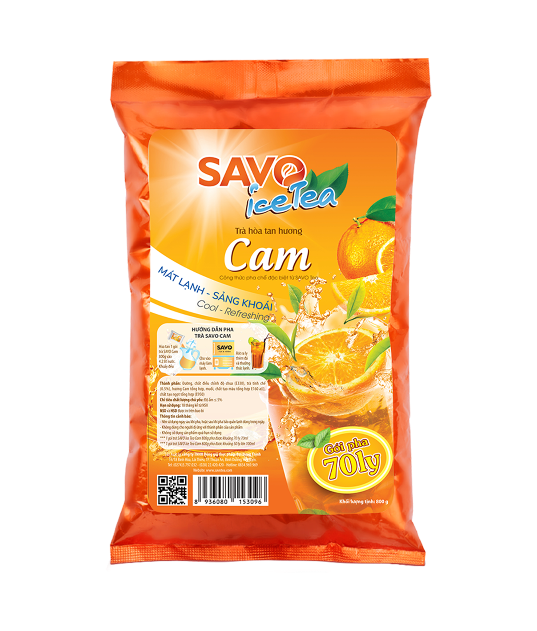  Trà SAVO Iced Tea Cam (Túi 800 g) 