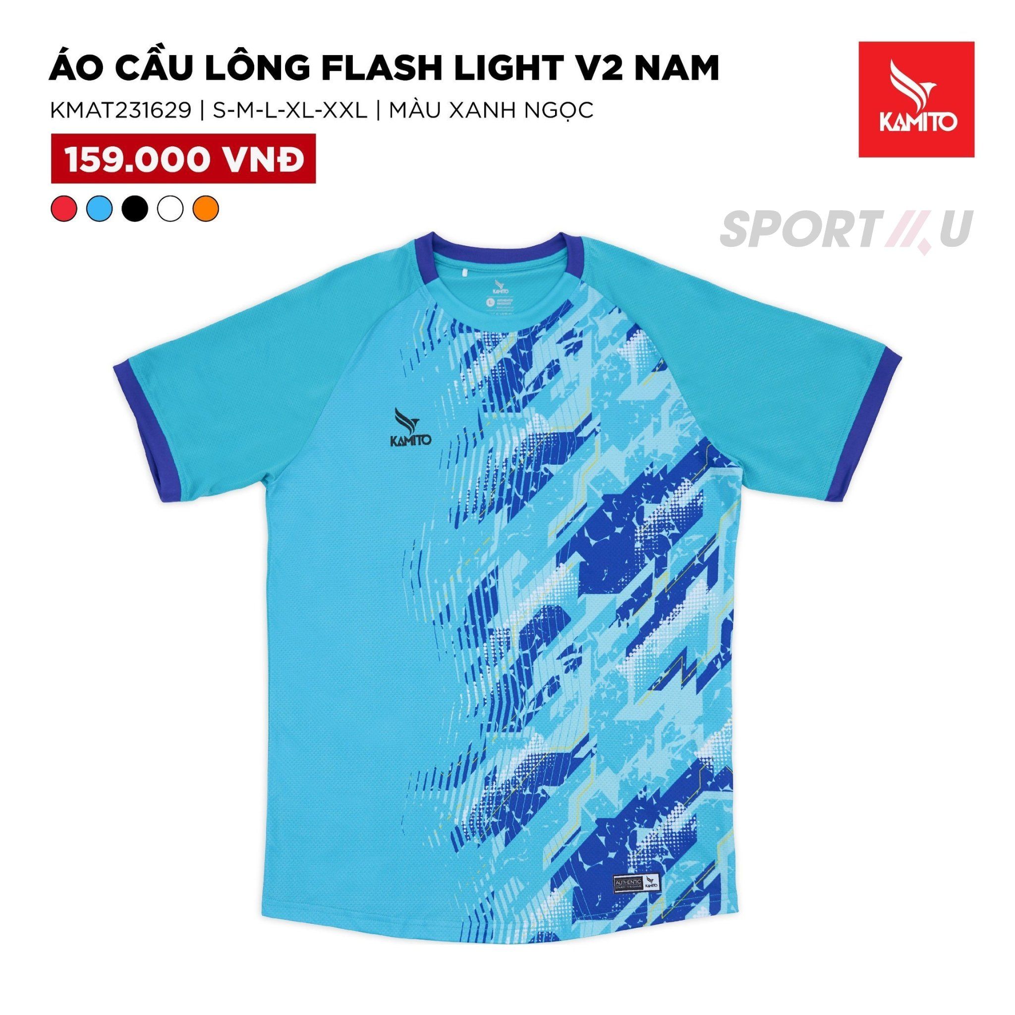 Áo Cầu Lông Nam Kamito Flash Light V2 Xanh Ngọc
