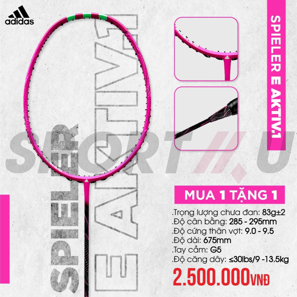 Vợt Cầu Lông Adidas Spieler E Aktiv.1 Pulse Magenta Hồng - Chính Hãng