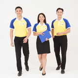 Đồng phục polo phối vai Vàng - Xanh