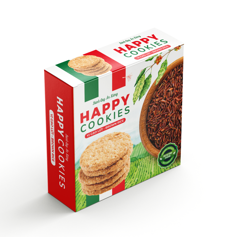  Bánh Quy Ăn Kiêng Happy Cookies Gạo Lứt Hộp 250g 