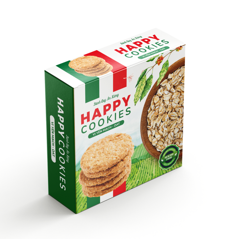  Bánh Quy Ăn Kiêng Happy Cookies Yến Mạch Hộp 250g 