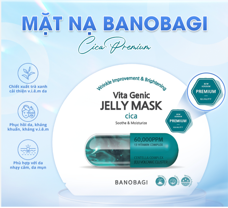 Mặt Nạ Banobagi Dành cho Da Mụn Vita Jelly Mask Cica Soothe & Moisturize - 1 Miếng