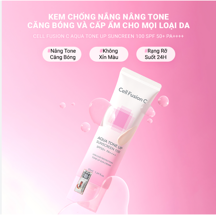 Kem Chống Nắng Cell Fusion C Aqua Tone Up Sunscreen 100 SPF50+ PA++++ 50ml