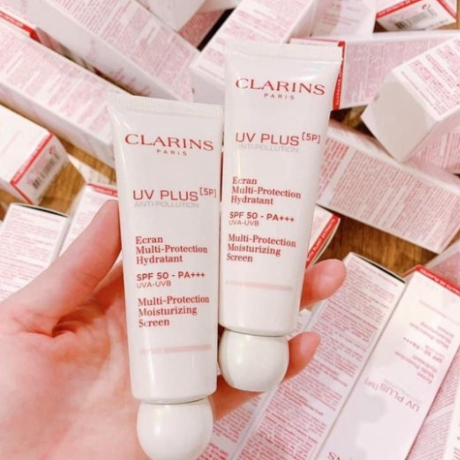 Kem Chống Nắng Nâng Tone (Rose) Clarins UV Plus Anti - Pollution SPF 50- PA+++ UVA/UVB 50ml (Bill Pháp)