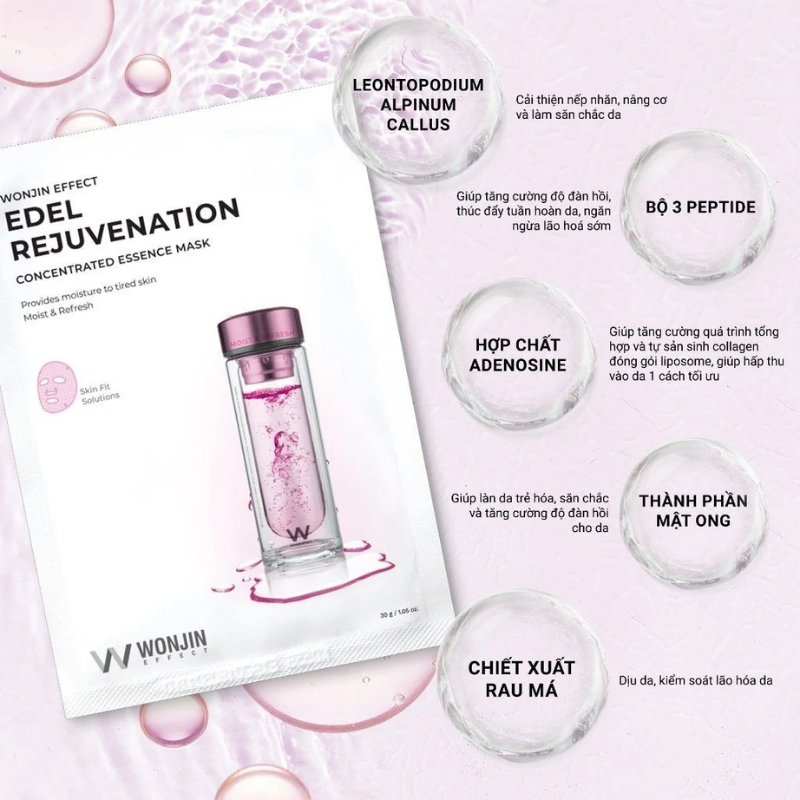 Mặt Nạ Truyền Dịch Trẻ Hoá Da Wonjin Effect Edel Rejuvenation 30g - 1 Miếng