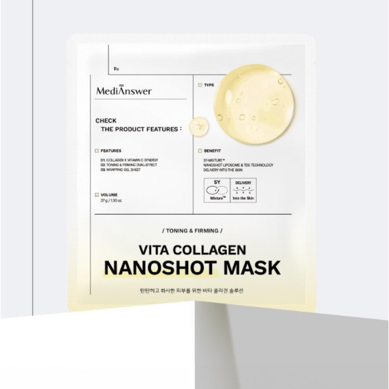 Mặt Nạ Thạch Làm Trắng, Cải Thiện Nếp Nhăn MediAnswer Vita Collagen Nanoshot Mask Nội Địa Hàn - 1 miếng ( Mẫu Mới )