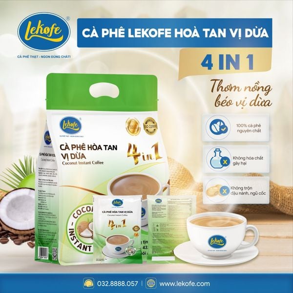 Cà phê Lekofe Hòa Tan vị dừa 4in1 Túi 24 gói