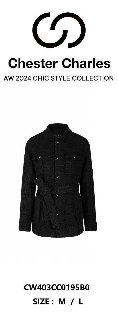 Áo dạ tweed dáng dài có đai Chester Charles