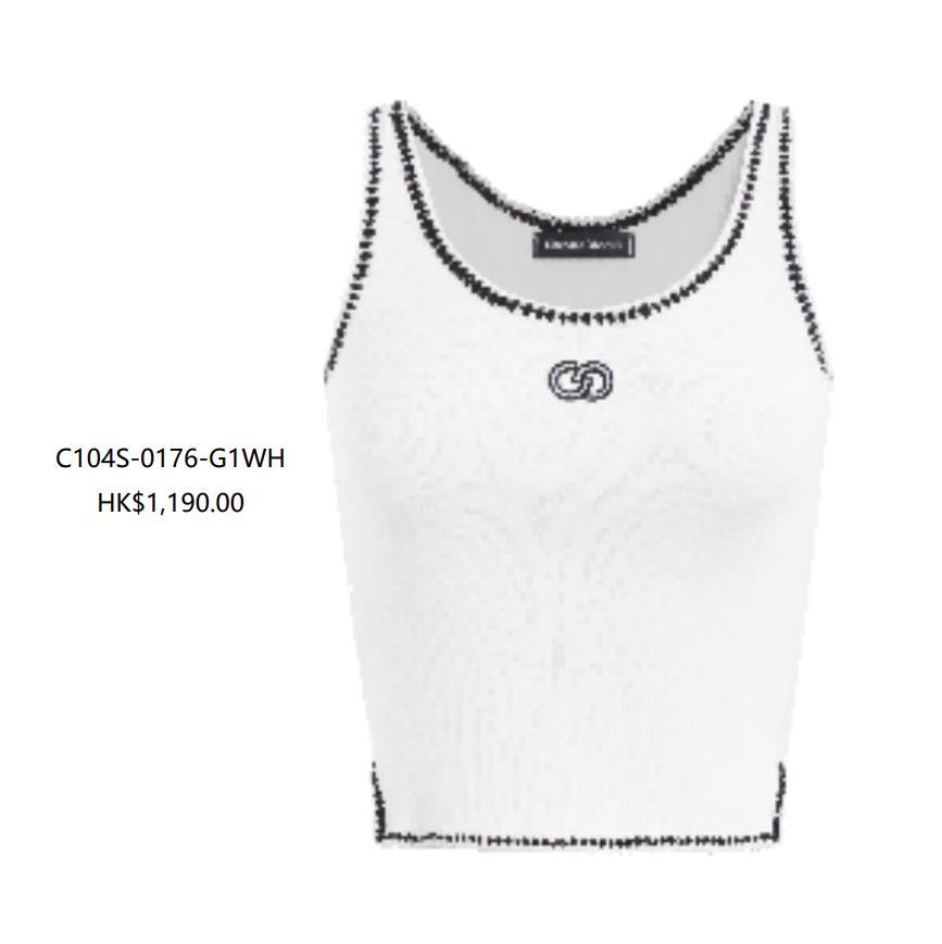 Áo tank top trắng viền đen CC