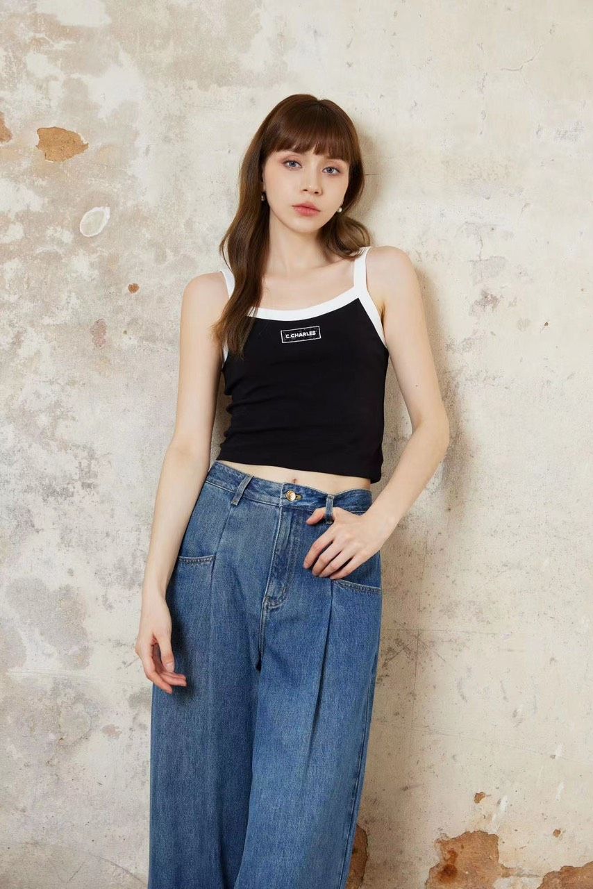 Quần Jean ống rộng - 2 túi hộp