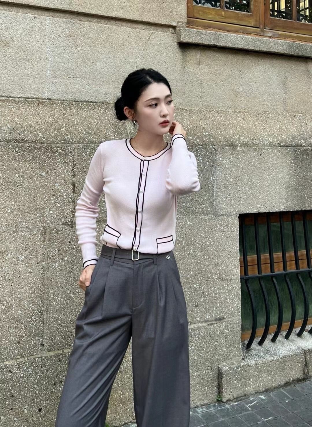 Quần tây ghi xám - kèm belt vải