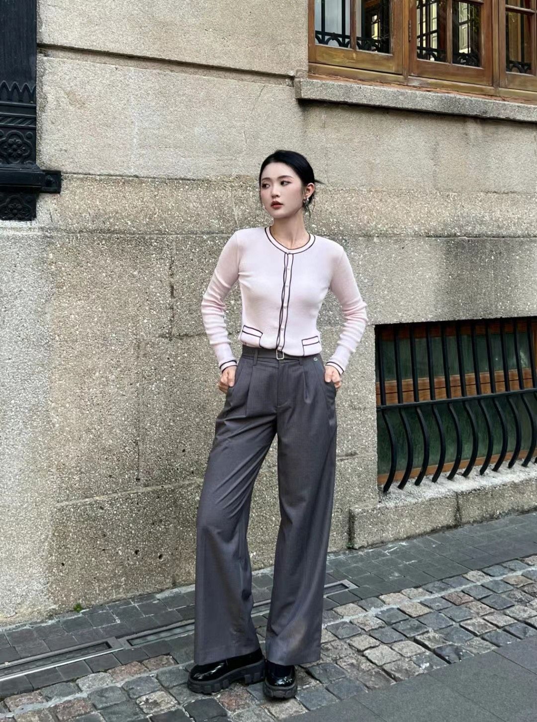 Quần tây ghi xám - kèm belt vải