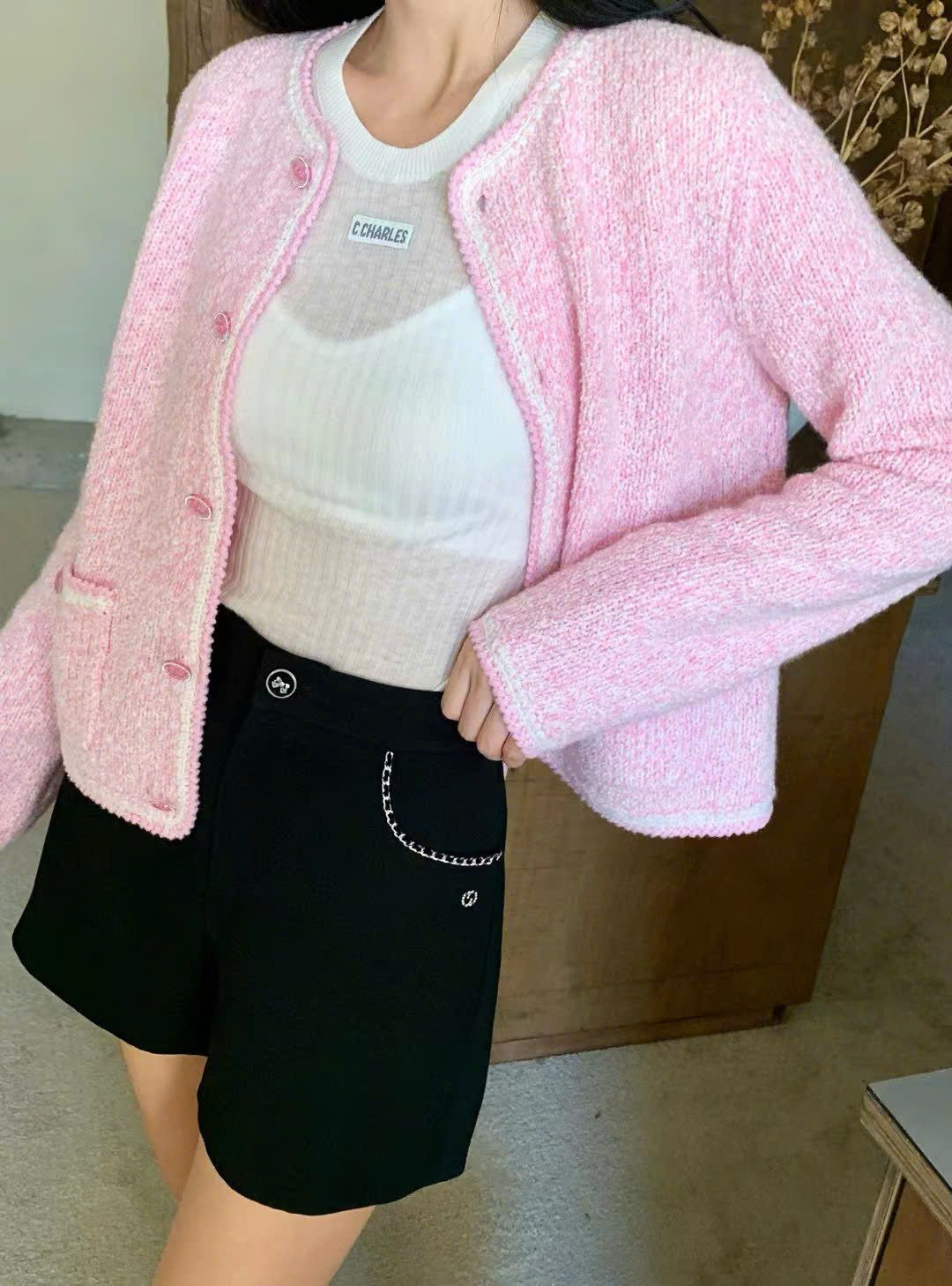 Áo CDG hồng phấn wool