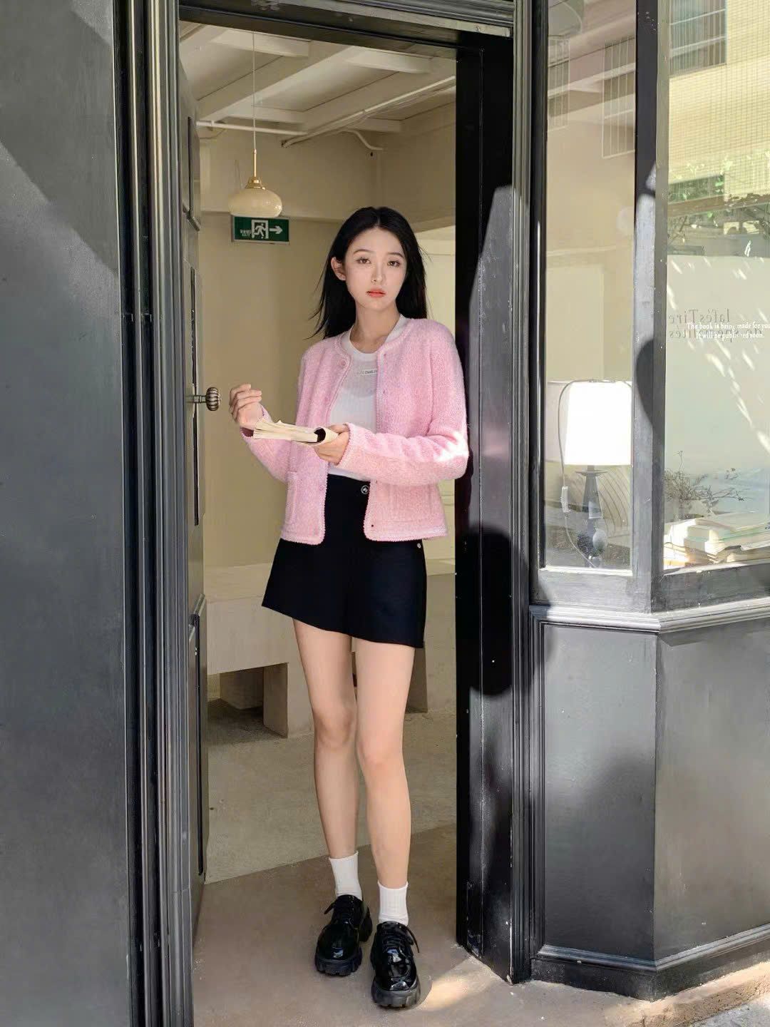 Áo CDG hồng phấn wool