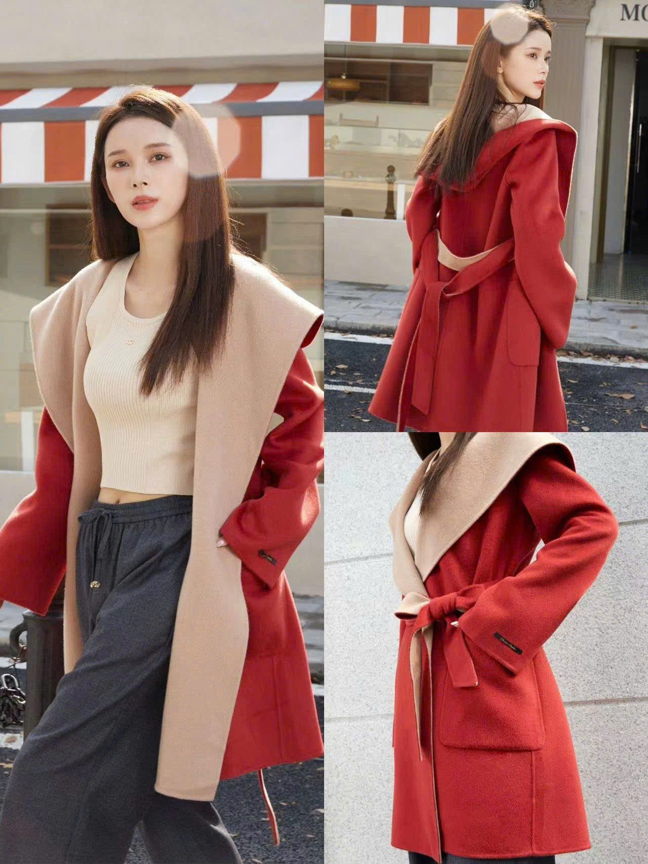 Áo dạ đỏ 2 mặt