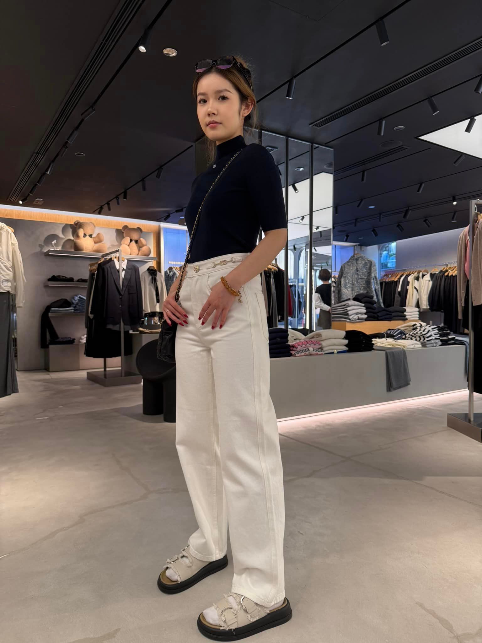 Áo len ngắn tay cổ lọ - Navy