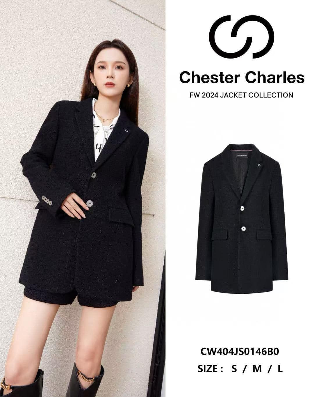 Vest dạ đen, 2 cúc cài