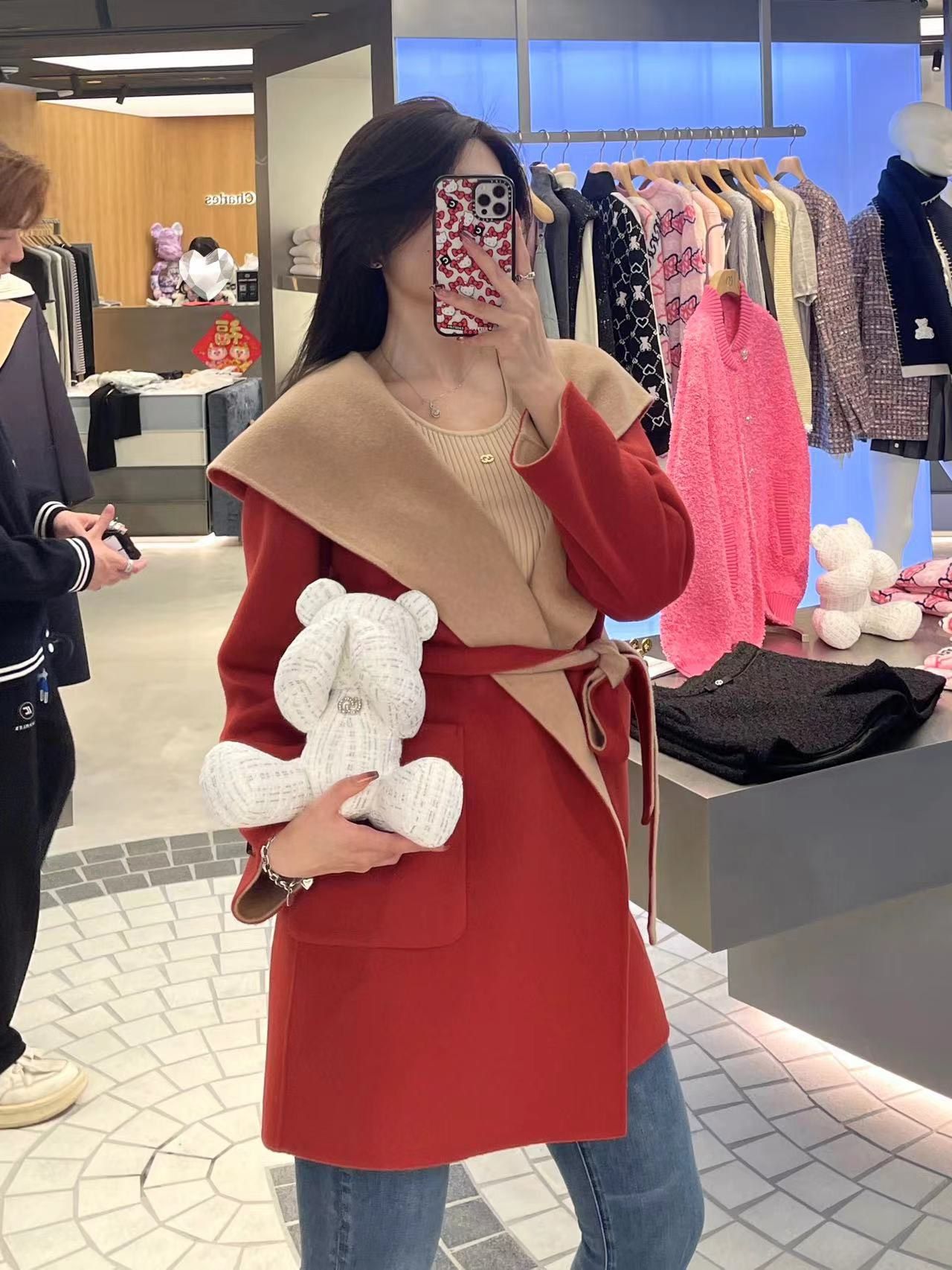 Áo dạ đỏ 2 mặt