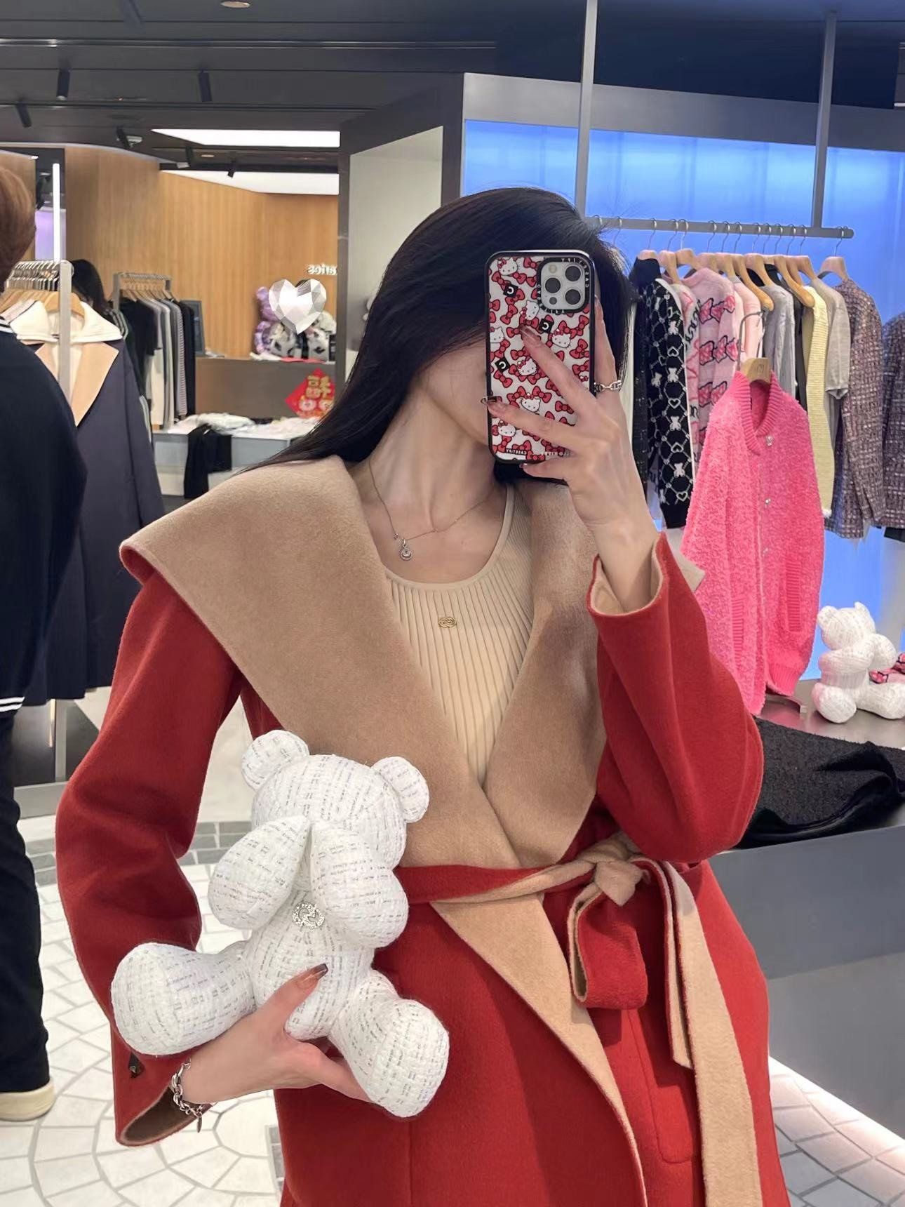 Áo dạ đỏ 2 mặt