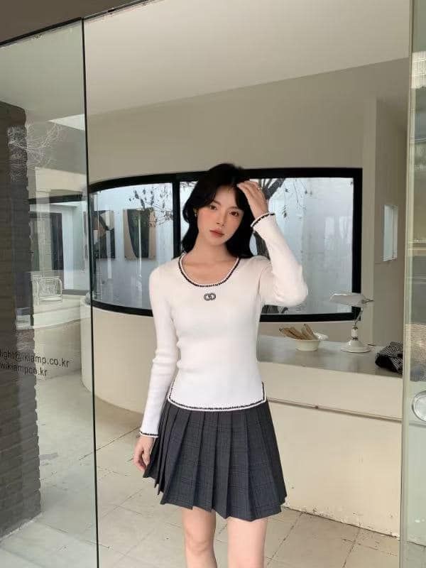 Áo thun tăm trắng dài tay