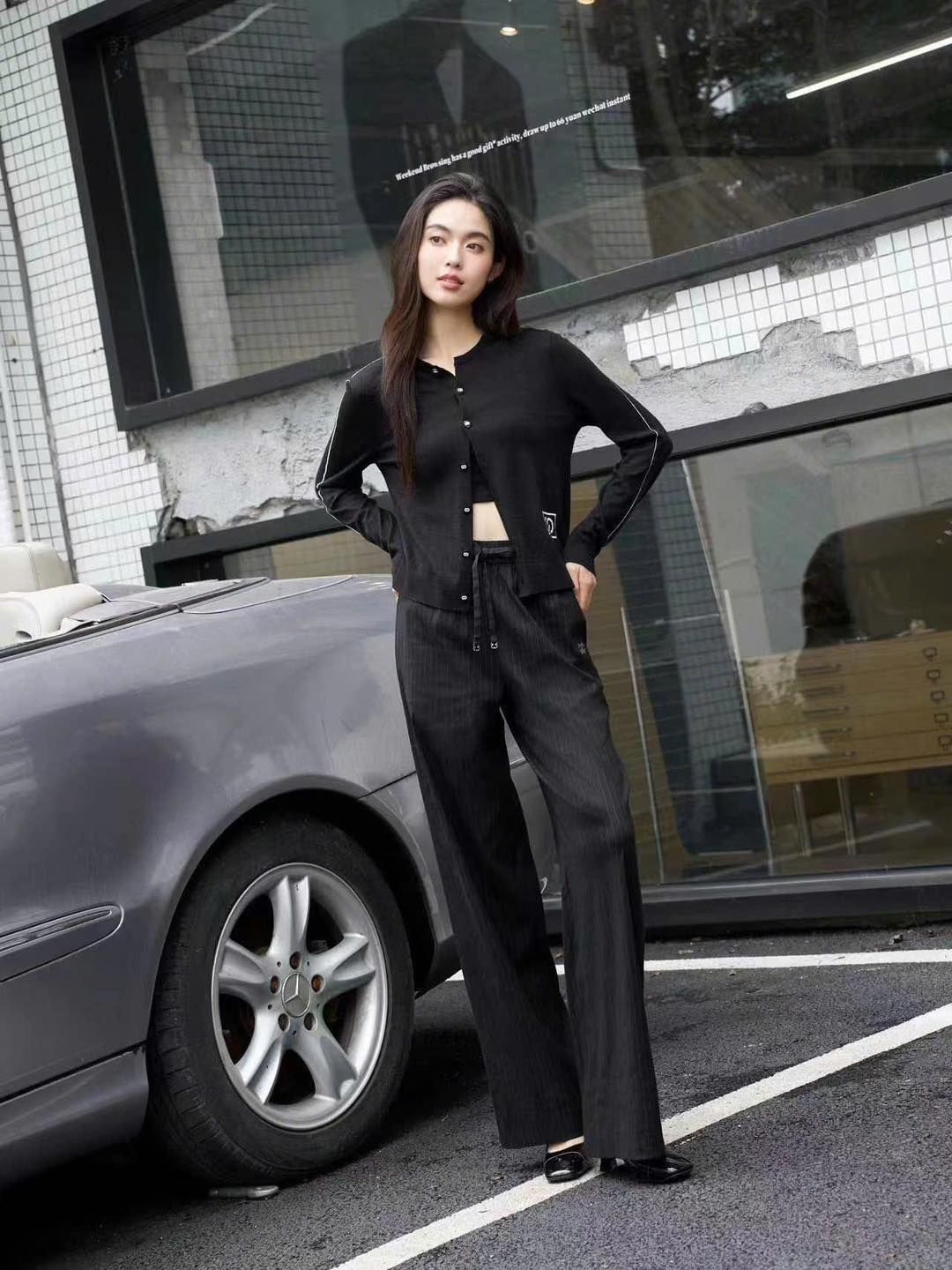 Quần lanh kẻ đen - cạp chun, dây rút