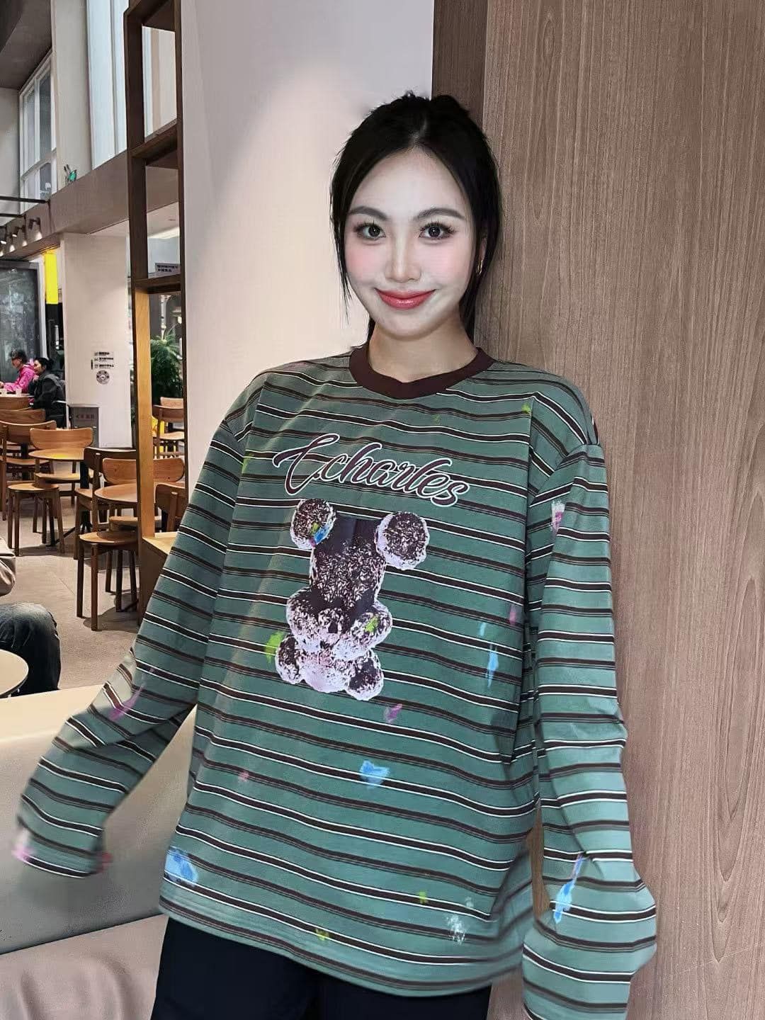 Áo gấu - kẻ xanh đen