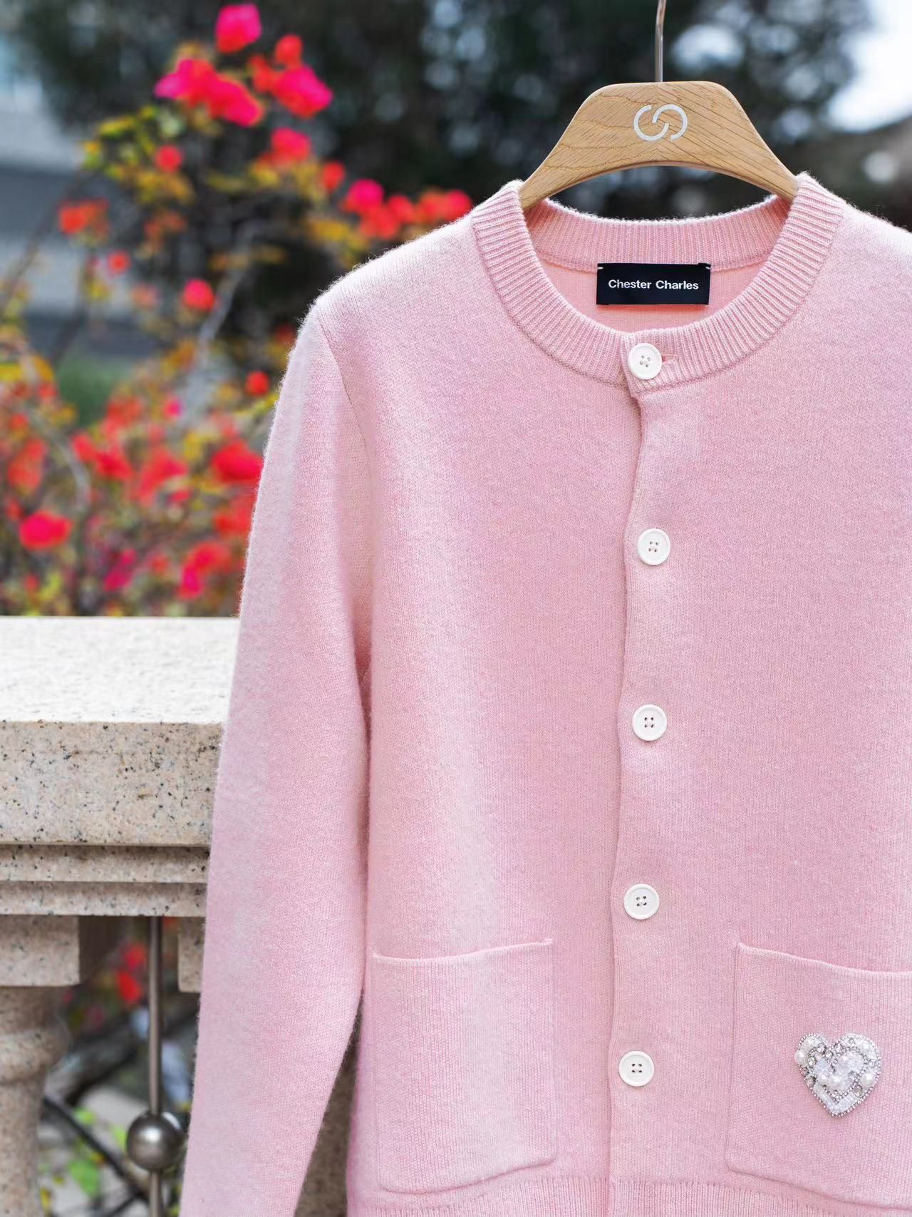 CDG hồng, túi đính tim ngọc
