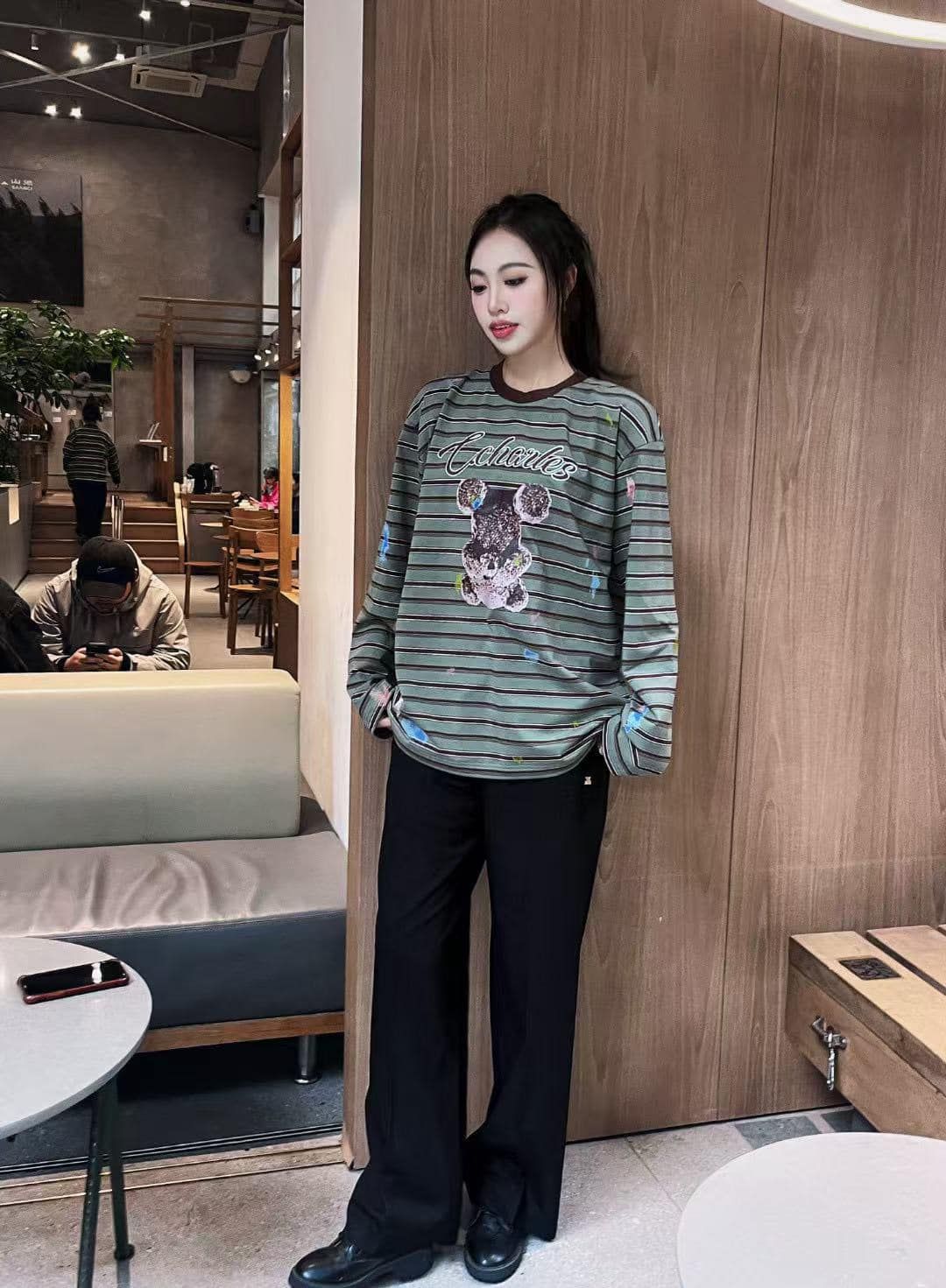 Áo gấu - kẻ xanh đen