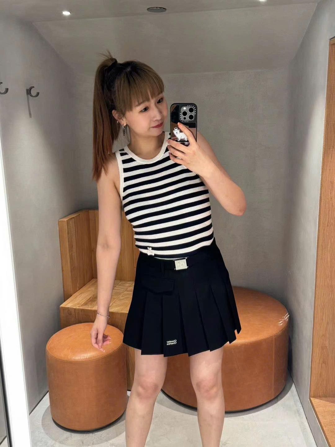 Áo 3 lỗ kẻ gấu trắng