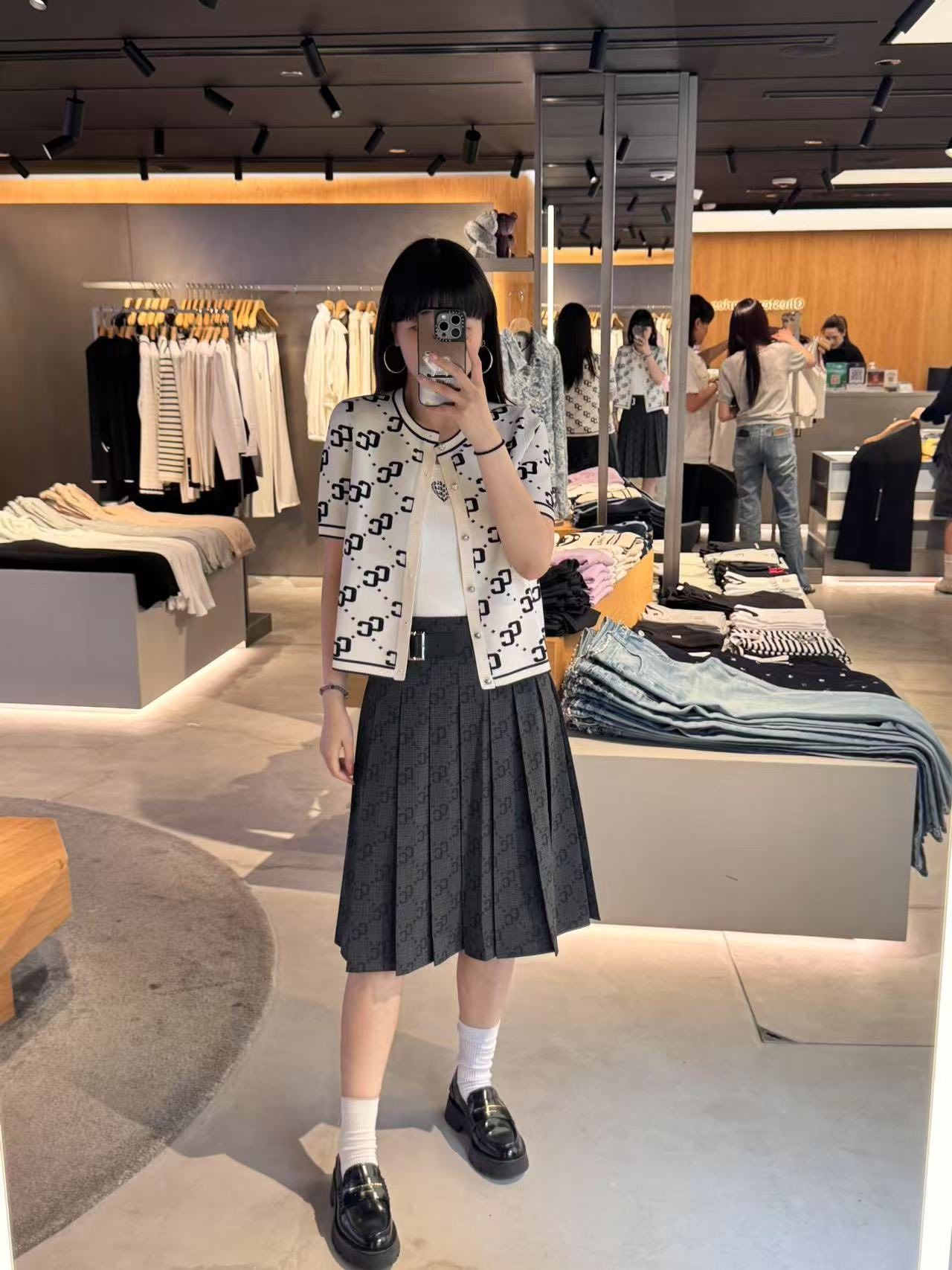 Áo CDG trắng ngắn tay full logo CC