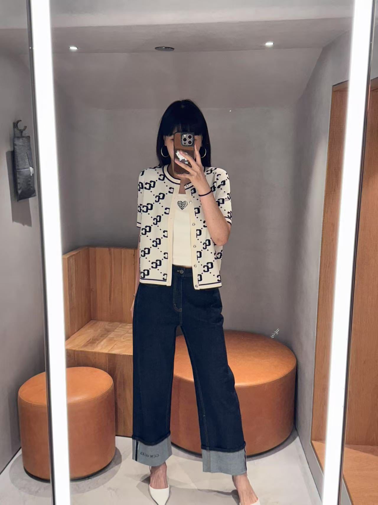 Áo CDG trắng ngắn tay full logo CC
