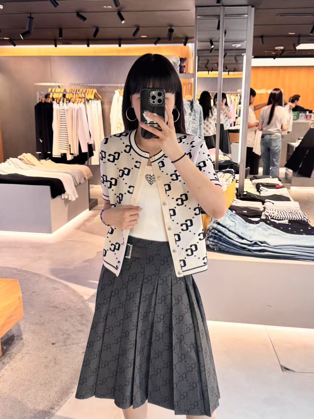 Áo CDG trắng ngắn tay full logo CC