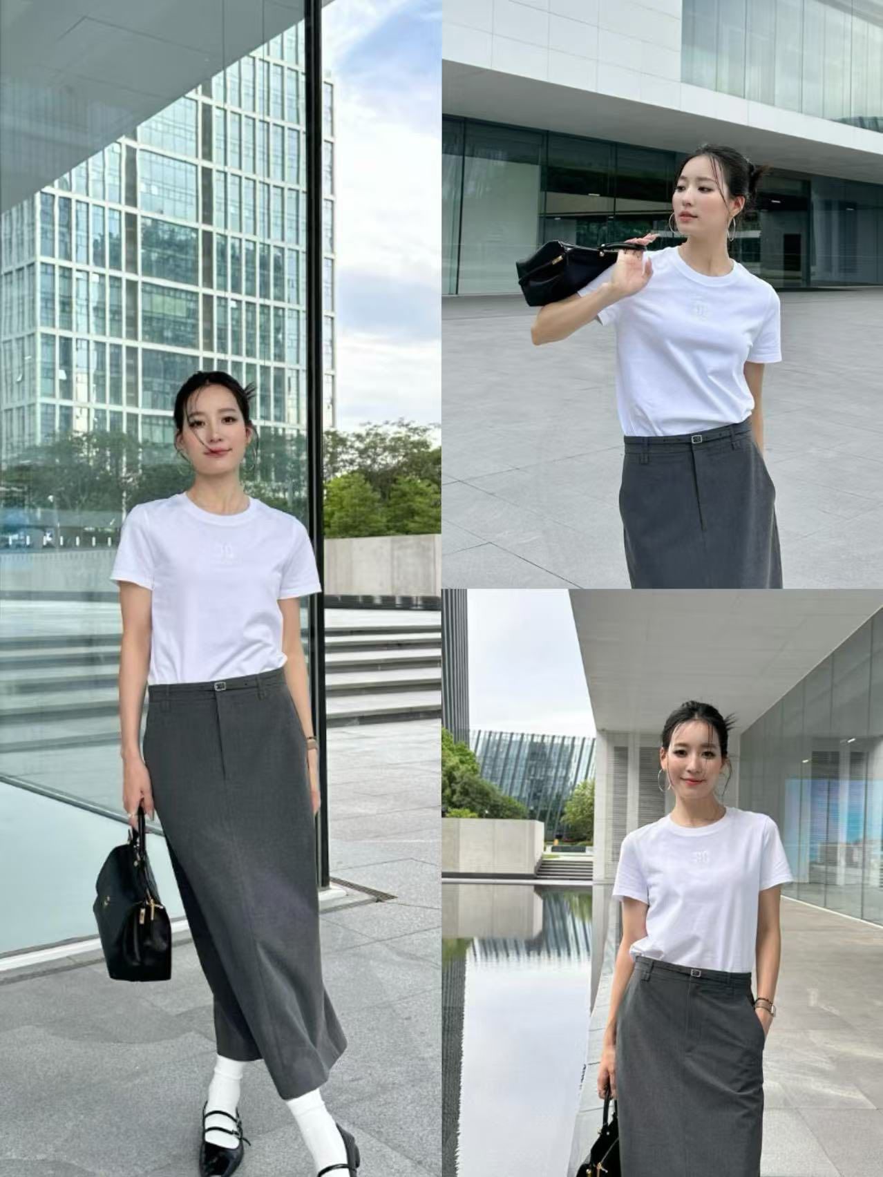Áo phông trắng Logo trên chữ C.Charles ngực