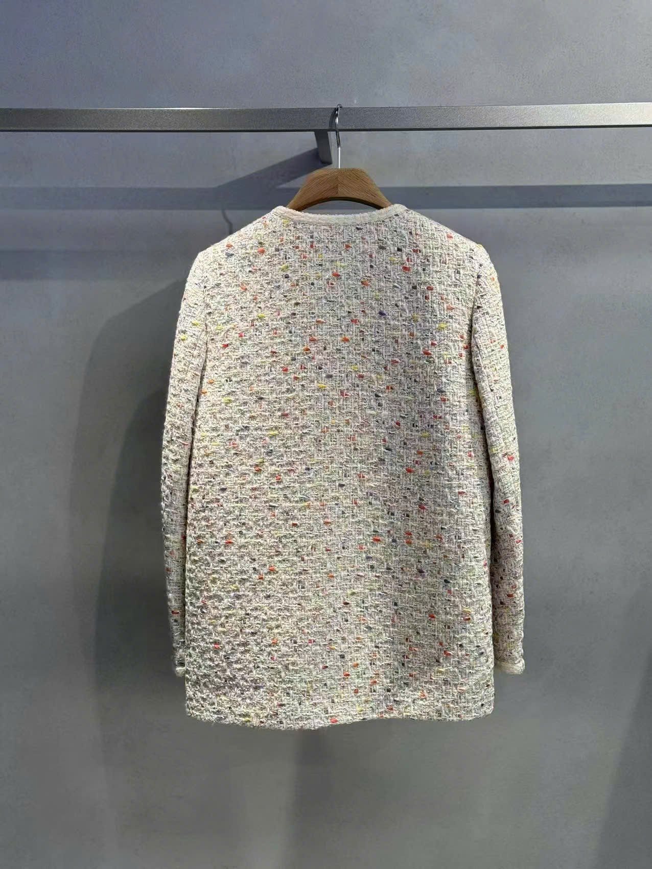 Áo dạ tweed chấm sắc màu