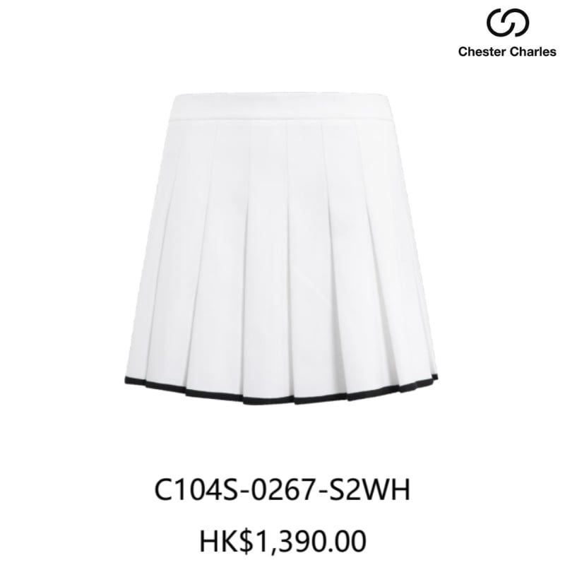 Chân váy xếp ly trắng viền đen